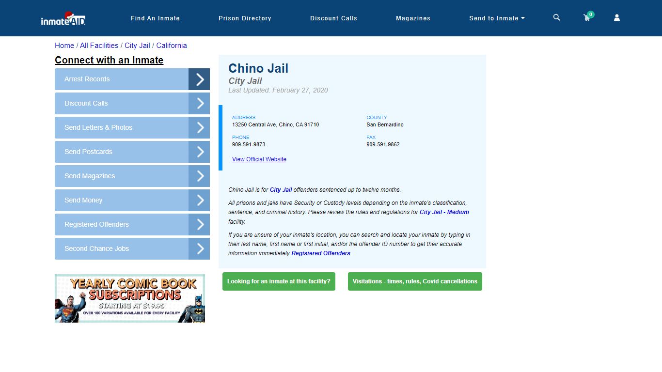 Chino Jail | Inmate Locator